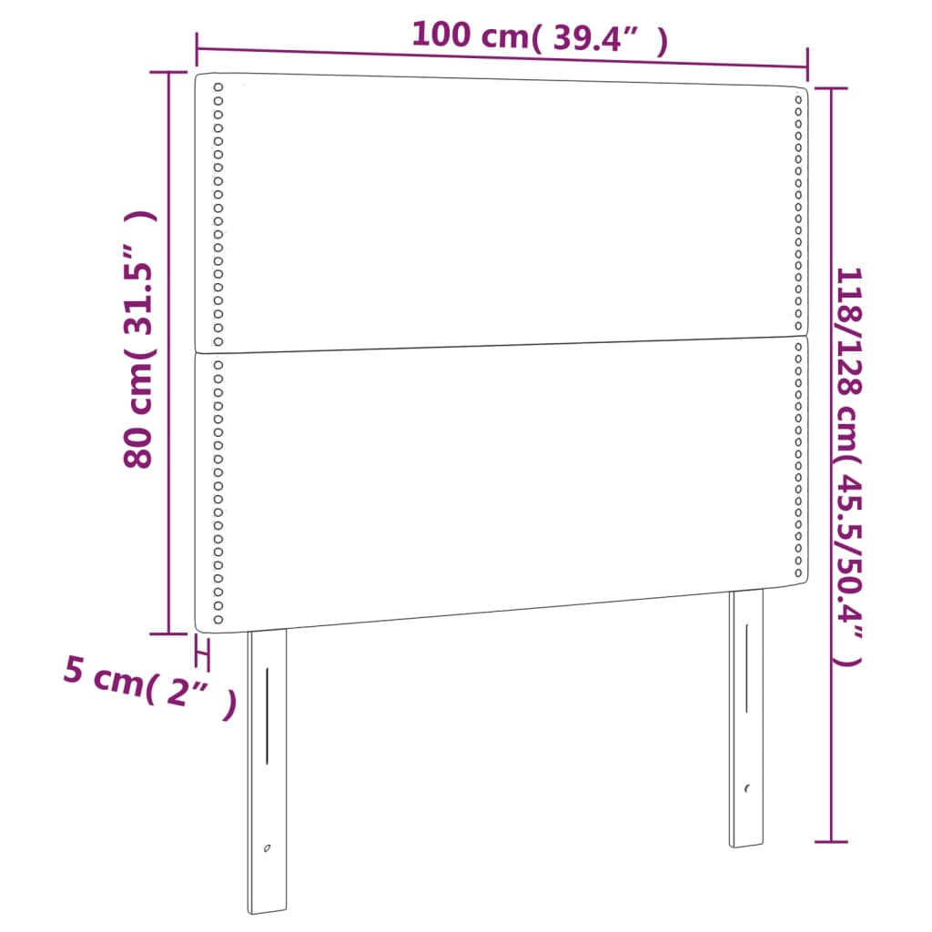 Cabeceira cama 2 pcs tecido 100x5x78/88 cm cinzento-acastanhado