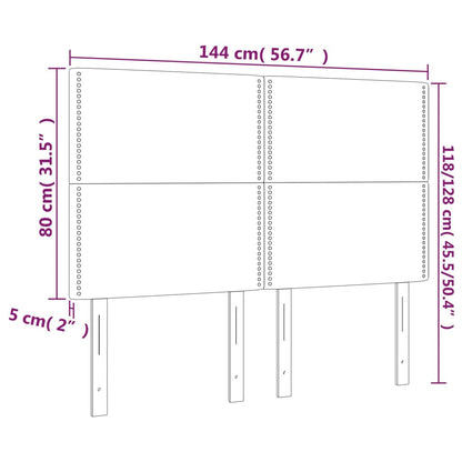 Cabeceira de cama 4 pcs tecido 72x5x78/88 cm cinzento-claro