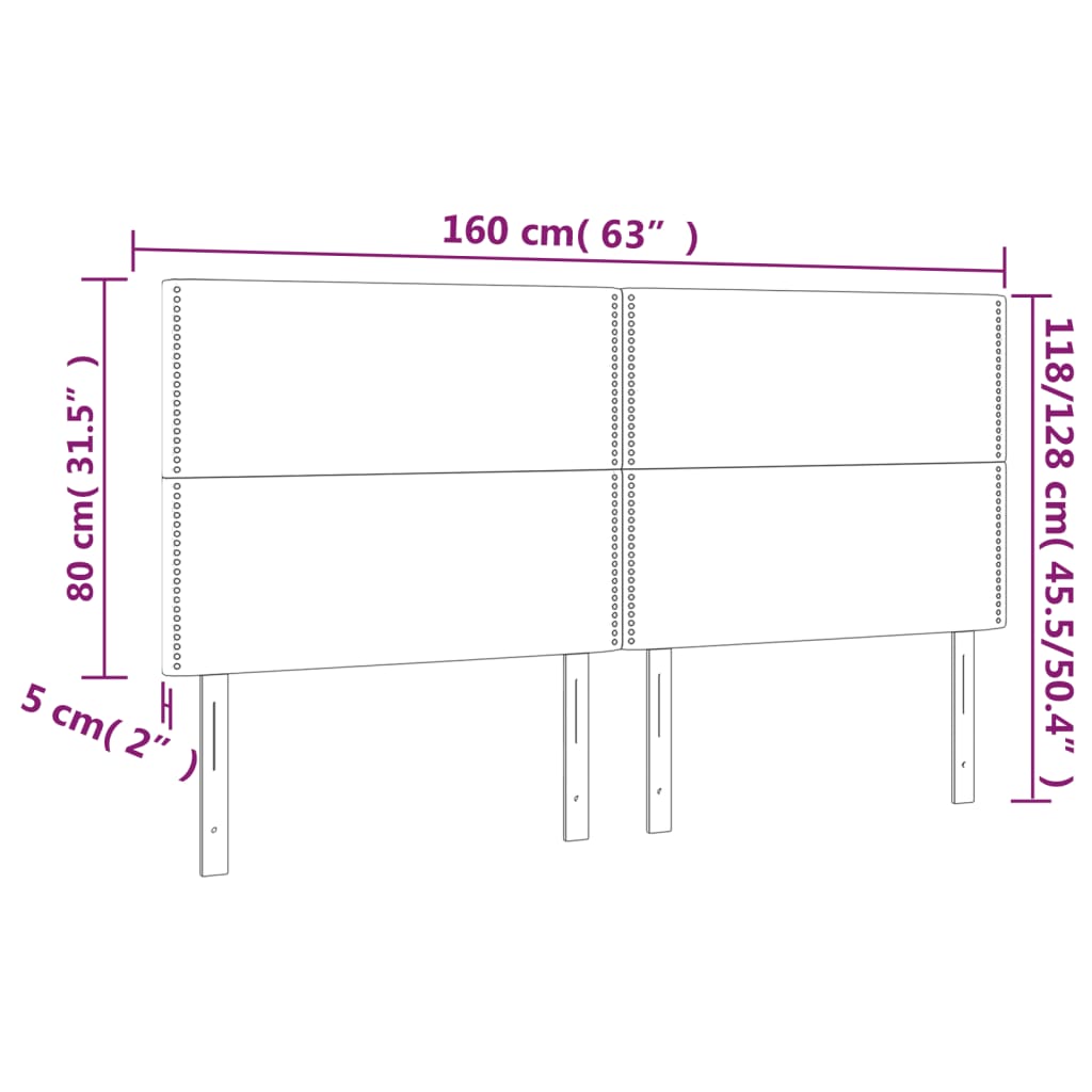 Cabeceira de cama 4 pcs tecido 80x5x78/88 cm preto