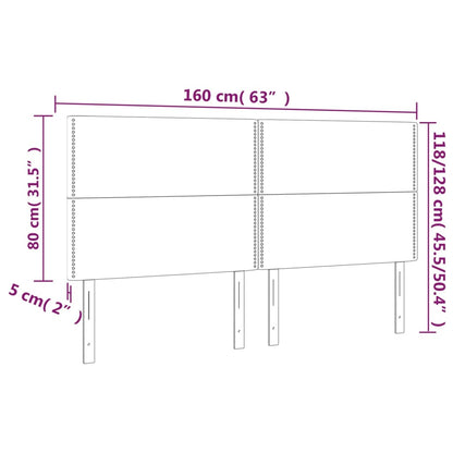 Cabeceira de cama 4 pcs tecido 80x5x78/88 cm castanho-escuro