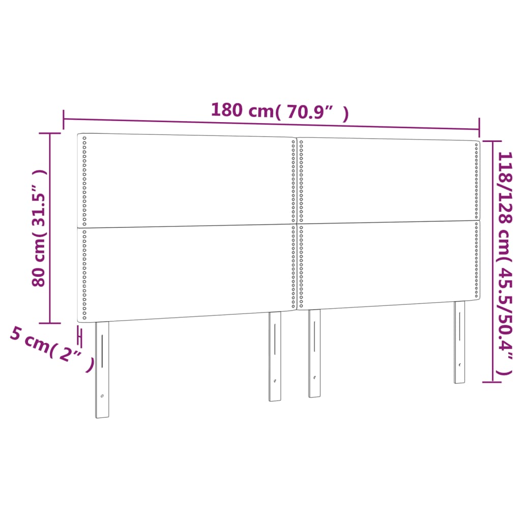 Cabeceira de cama 4 pcs tecido 90x5x78/88 cm cinzento-claro