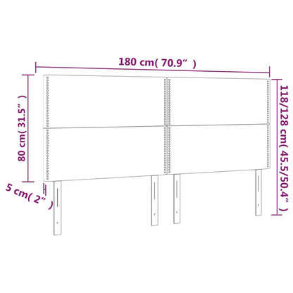 Cabeceira de cama 4 pcs tecido 90x5x78/88 cm cinzento-claro