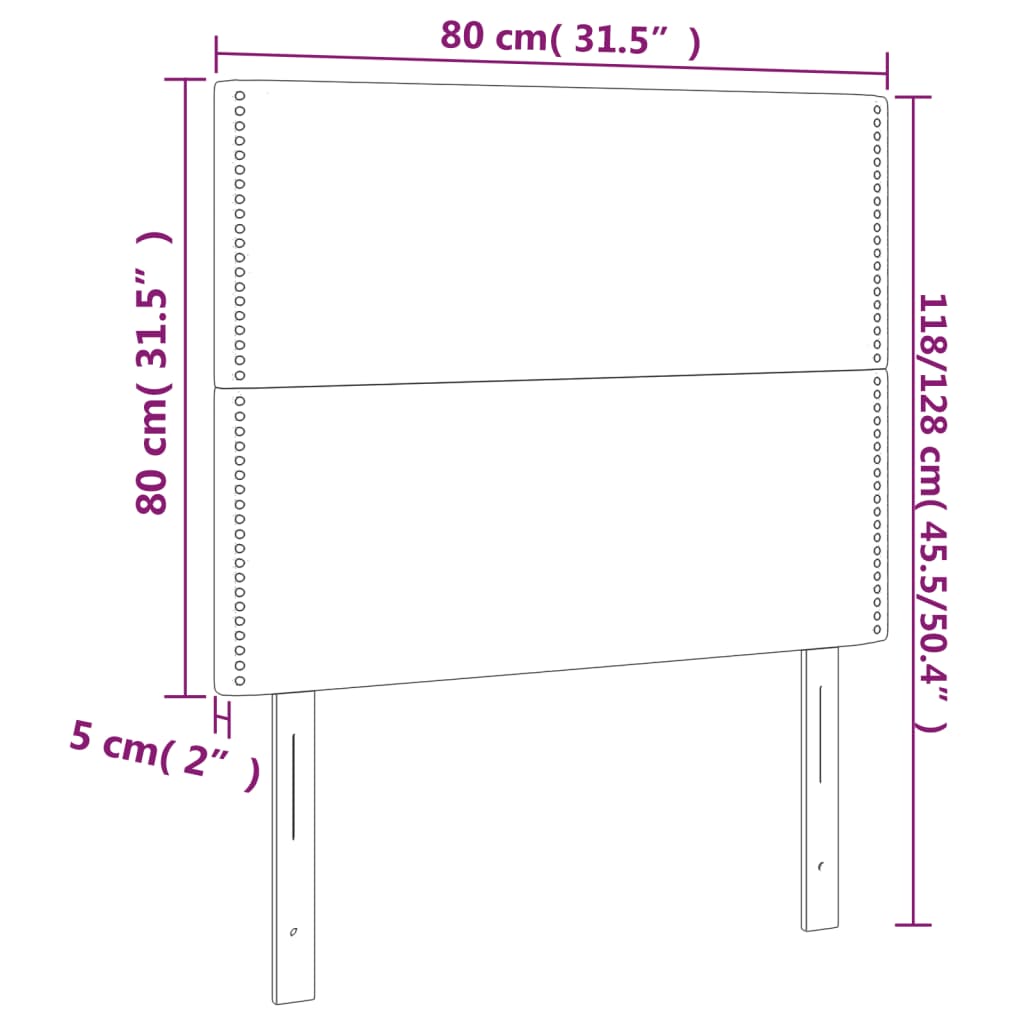 Cabeceira de cama 2 pcs veludo 80x5x78/88 cm preto