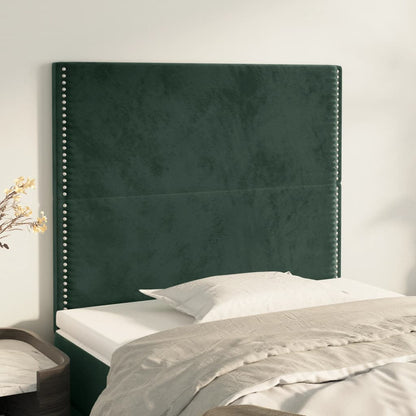 Cabeceira de cama 2 pcs veludo 90x5x78/88 cm verde-escuro