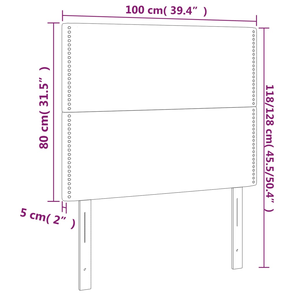 Cabeceira de cama 2 pcs couro artificial 100x5x78/88 cm preto