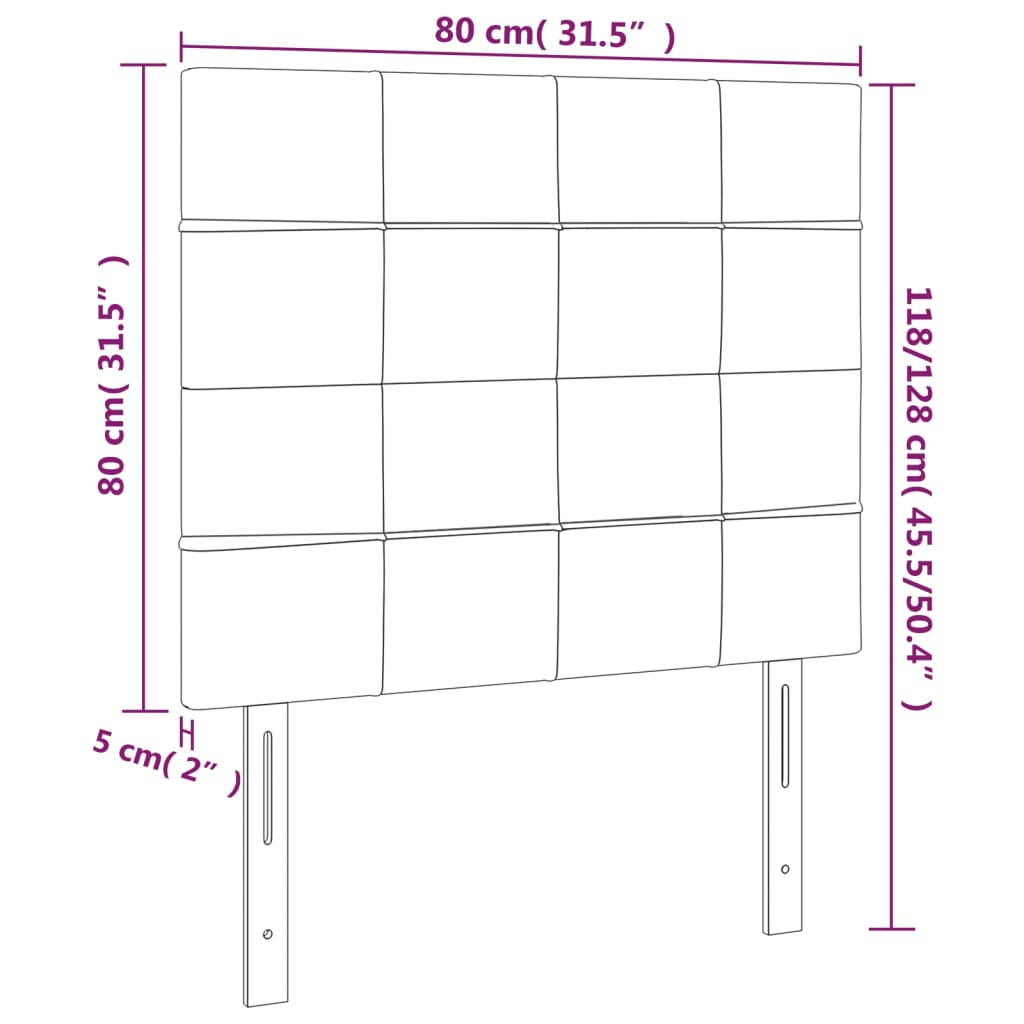 Cabeceira de cama 2 pcs tecido 80x5x78/88 cm cinzento-claro