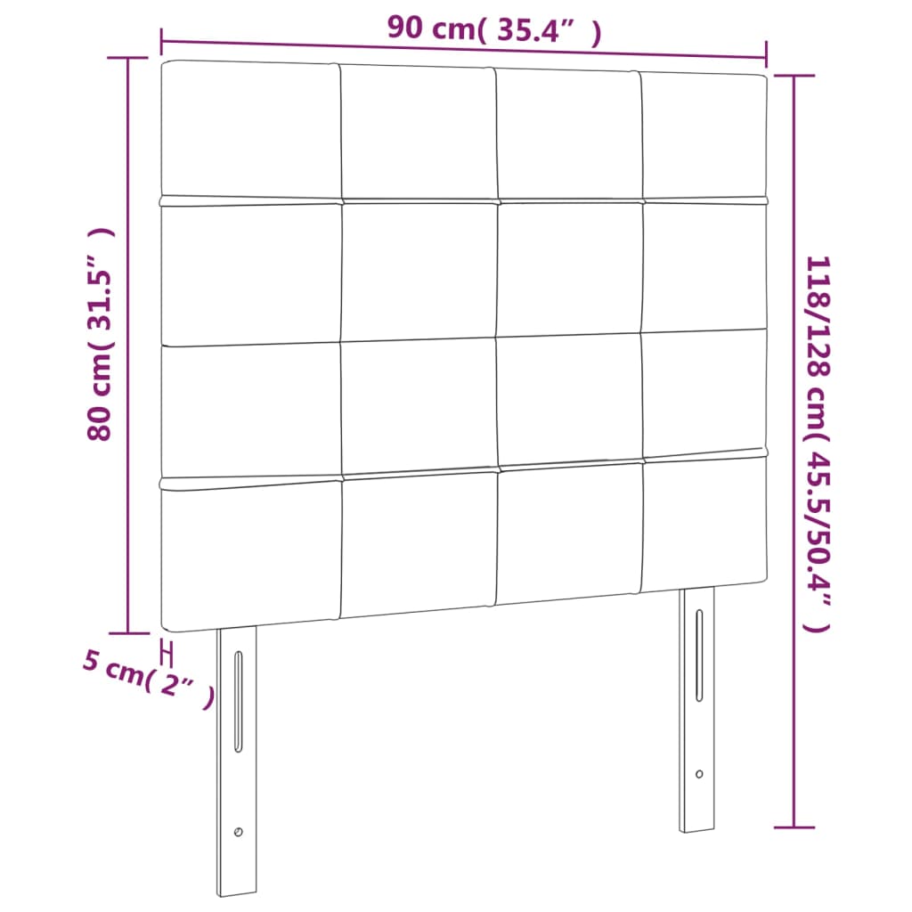 Cabeceira de cama 2 pcs tecido 90x5x78/88 cm cinzento-claro