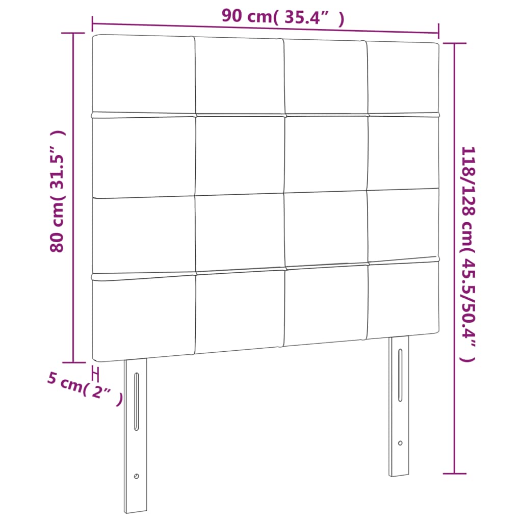 Cabeceira de cama 2 pcs tecido 90x5x78/88 cm preto