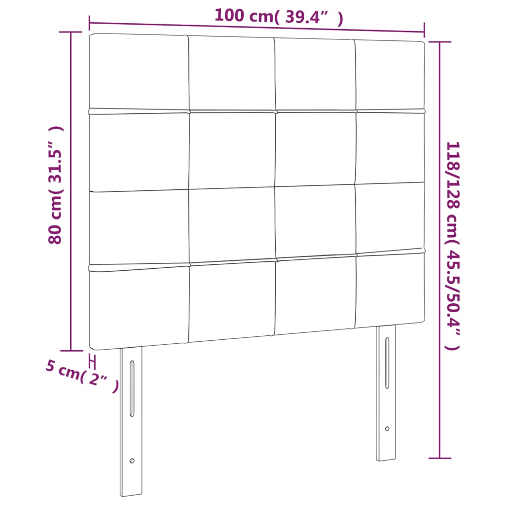 Cabeceira de cama 2 pcs tecido 100x5x78/88 cm cinzento-escuro