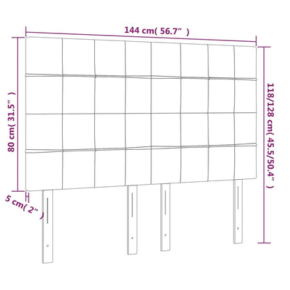 Cabeceira de cama 4 pcs tecido 72x5x78/88 cm cinzento-claro