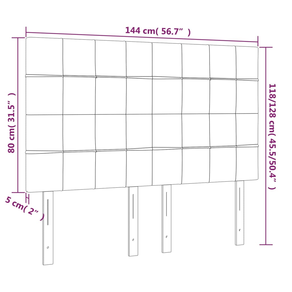 Cabeceira de cama 4 pcs tecido 72x5x78/88 cm preto