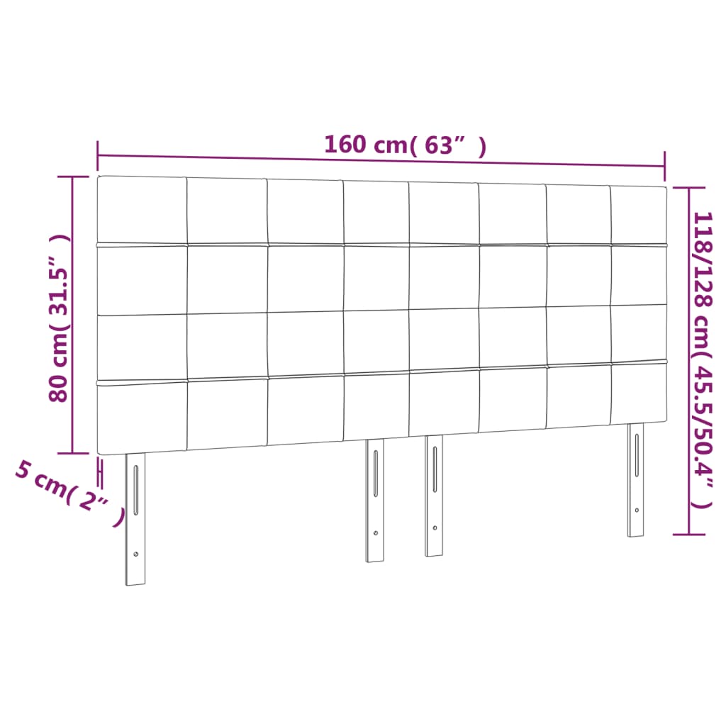 Cabeceira de cama 4 pcs tecido 80x5x78/88 cm cinzento-claro