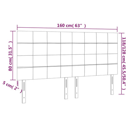 Cabeceira de cama 4 pcs tecido 80x5x78/88 cm cinzento-claro