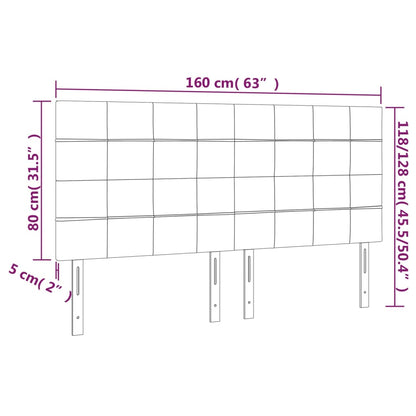 Cabeceira de cama 4 pcs tecido 80x5x78/88 cm cinzento-escuro