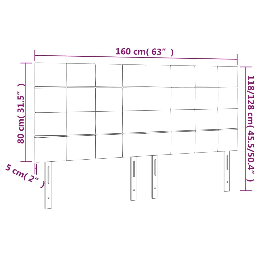 Cabeceira de cama 4 pcs tecido 80x5x78/88 cm preto