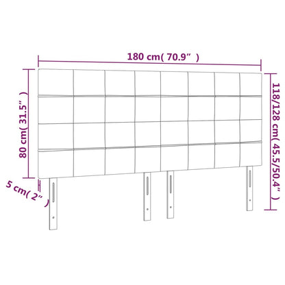 Cabeceira de cama 4 pcs tecido 90x5x78/88 cm cinzento-claro