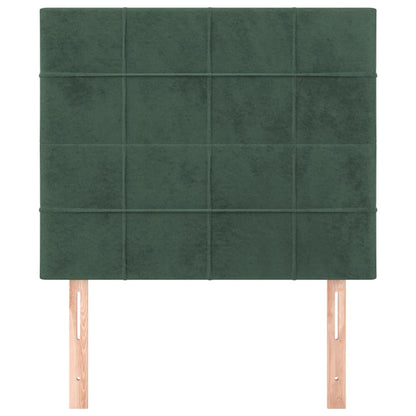 Cabeceira de cama 2 pcs veludo 100x5x78/88 cm verde-escuro