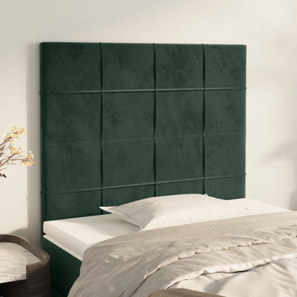 Cabeceira de cama 2 pcs veludo 100x5x78/88 cm verde-escuro