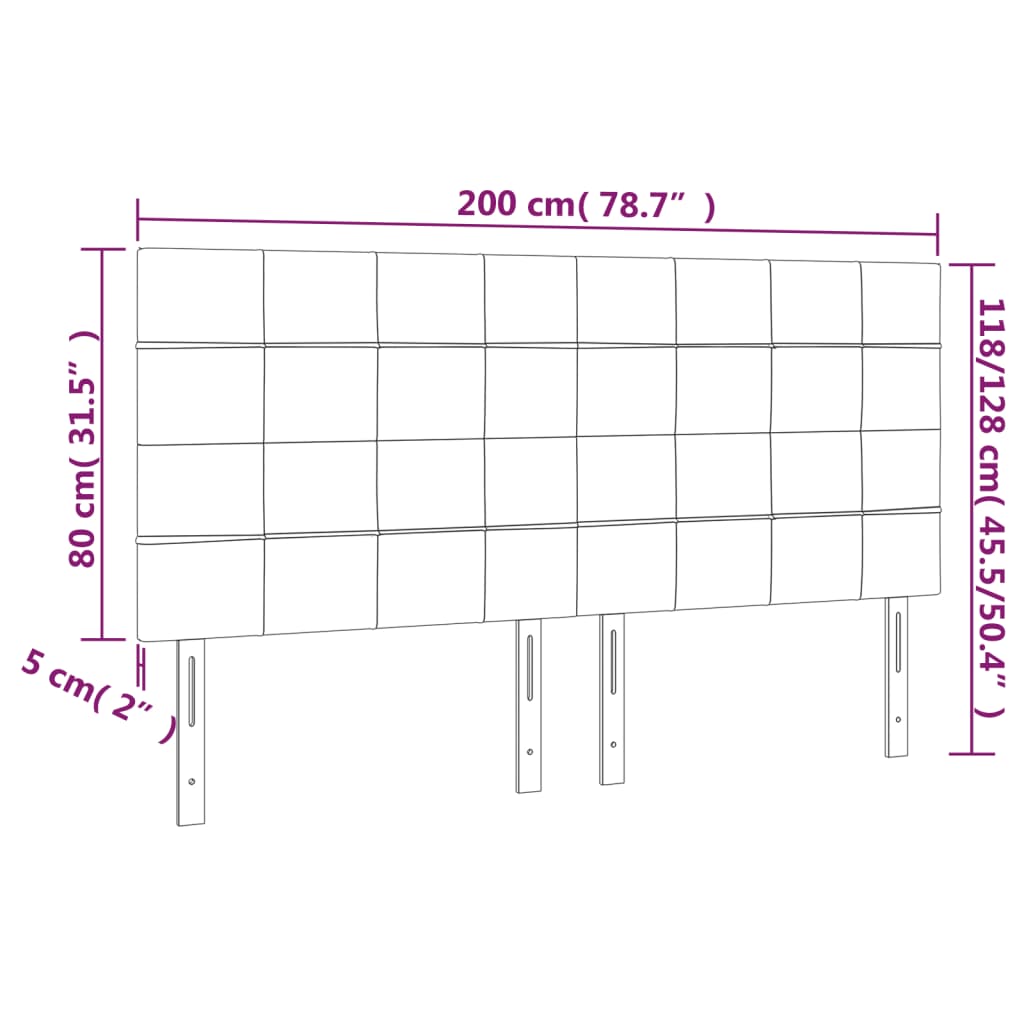 Cabeceira de cama 4 pcs veludo 100x5x78/88 cm cinzento-escuro