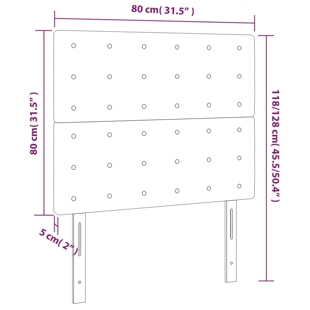 Cabeceira de cama 2 pcs couro artificial 80x5x78/88 cm preto