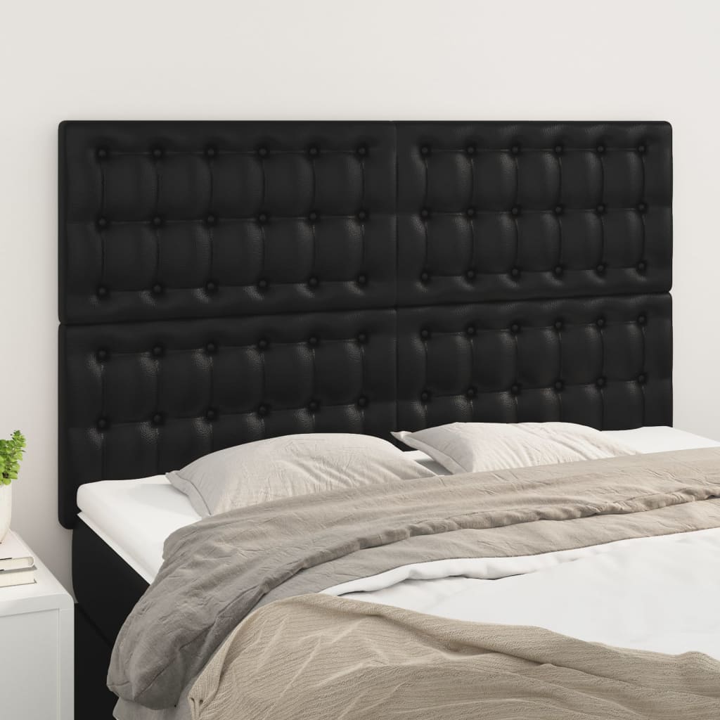 Cabeceira de cama 4 pcs couro artificial 72x5x78/88 cm preto