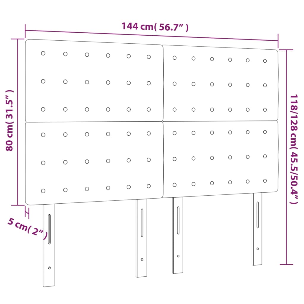 Cabeceira de cama 4 pcs couro artificial 72x5x78/88 cm cinzento