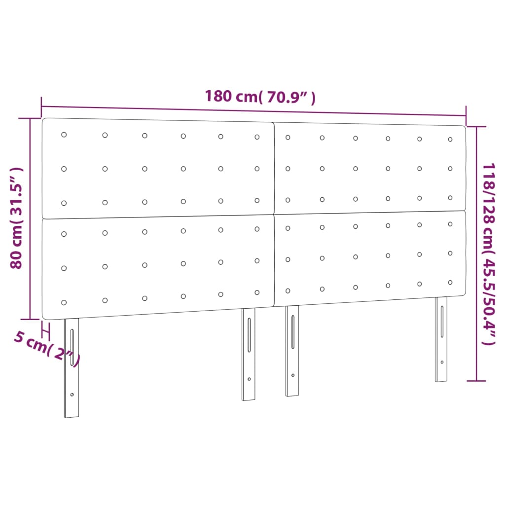 Cabeceira de cama 4 pcs couro artificial 90x5x78/88 cm cinzento