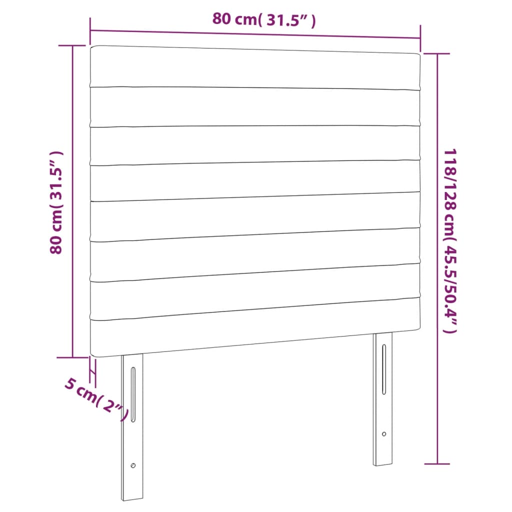 Cabeceira cama 2 pcs tecido 80x5x78/88 cm cinzento-acastanhado