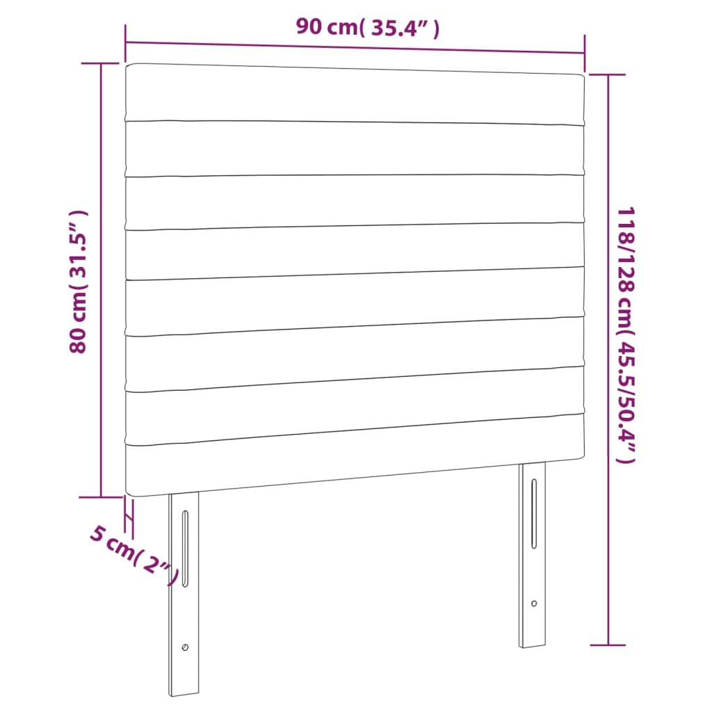 Cabeceira de cama 2 pcs tecido 90x5x78/88 cm cinzento-claro