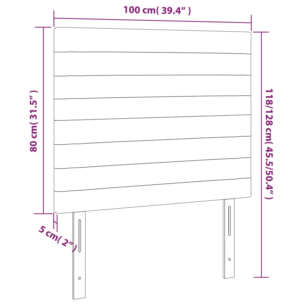 Cabeceira de cama 2 pcs tecido 100x5x78/88 cm preto