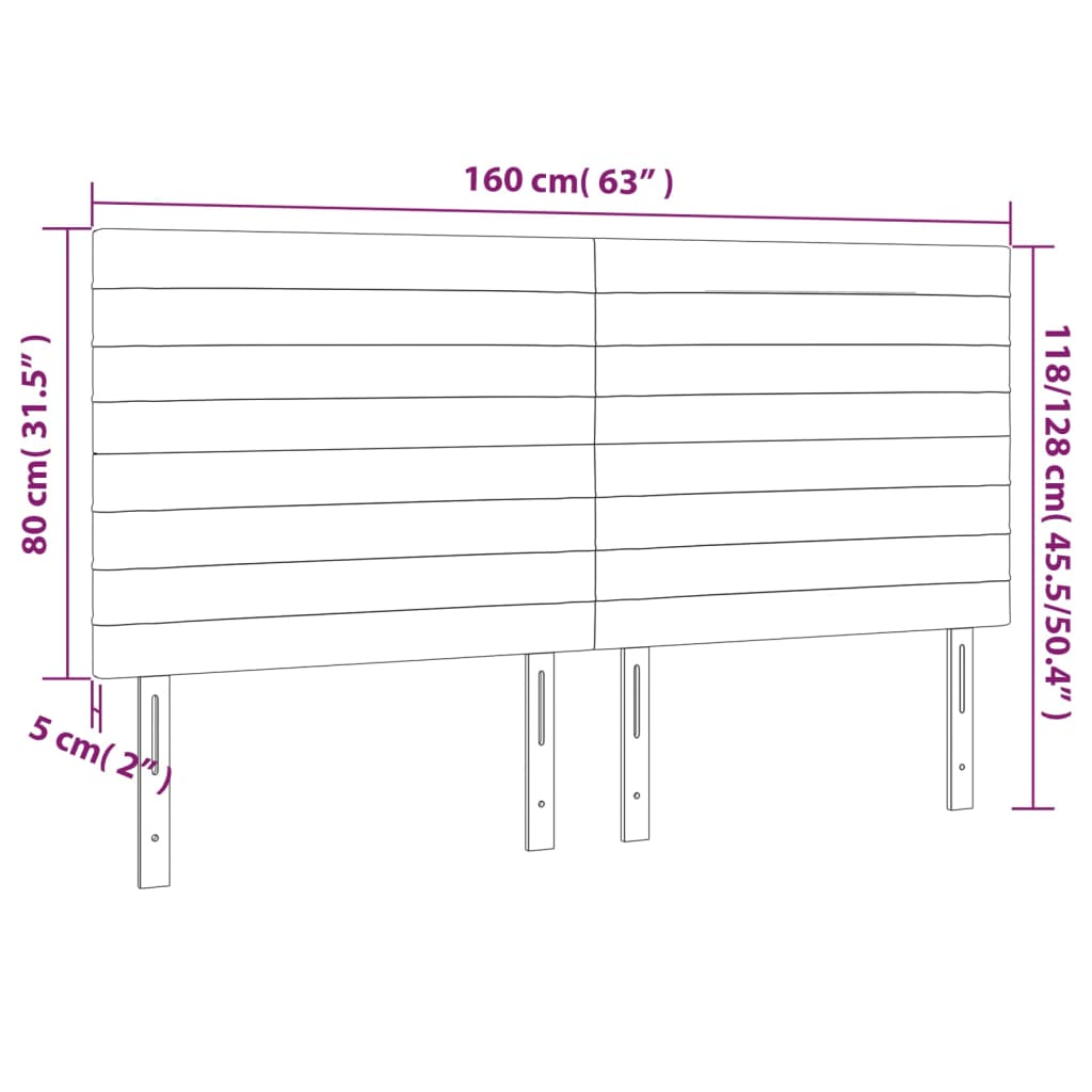 Cabeceira de cama 4 pcs tecido 80x5x78/88 cm cinzento-claro