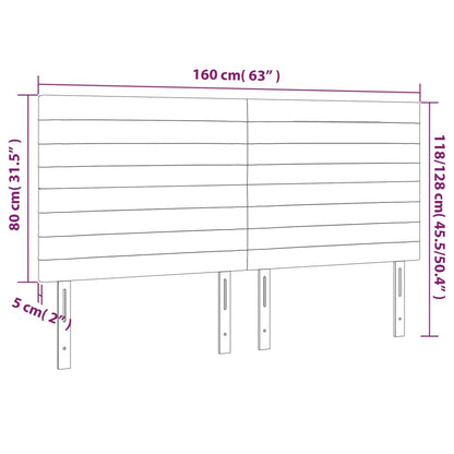 Cabeceira de cama 4 pcs tecido 80x5x78/88 cm cinzento-claro