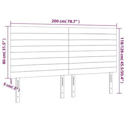 Cabeceira de cama 4 pcs tecido 100x5x78/88 cm cinzento-claro