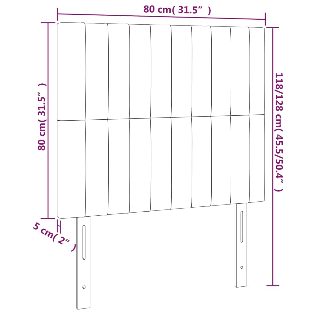 Cabeceira de cama 2 pcs tecido 80x5x78/88 cm cinzento-escuro