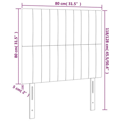 Cabeceira de cama 2 pcs tecido 80x5x78/88 cm cinzento-escuro