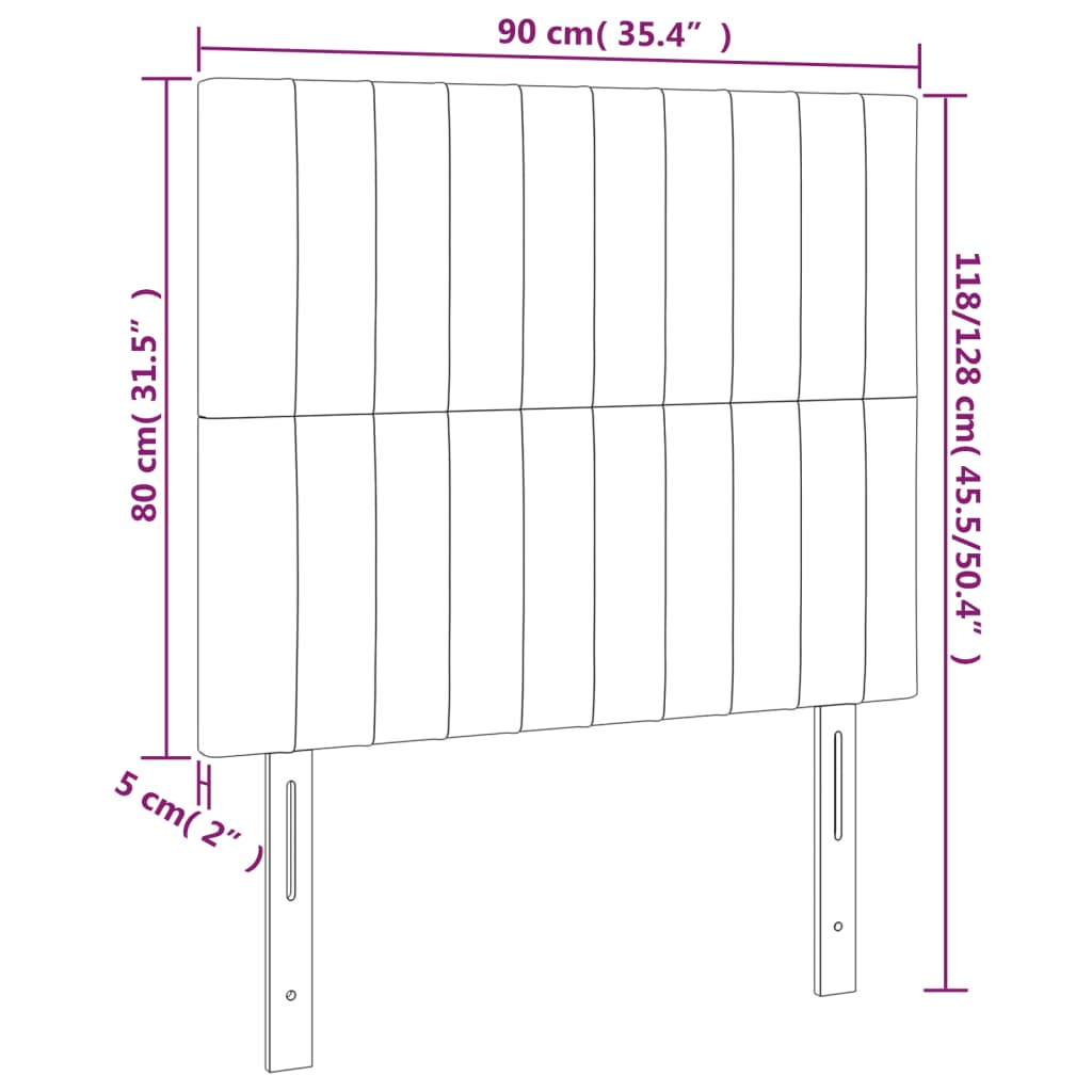 Cabeceira de cama 2 pcs tecido 90x5x78/88 cm cinzento-claro