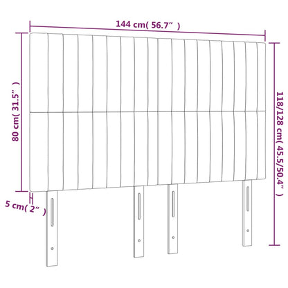 Cabeceira de cama 4 pcs tecido 72x5x78/88 cm castanho-escuro