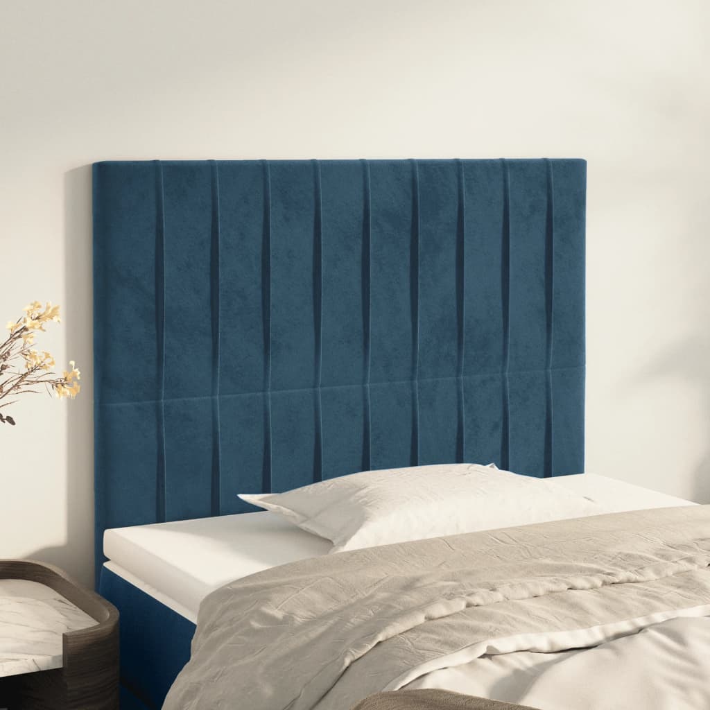 Cabeceira de cama 2 pcs veludo 80x5x78/88 cm azul-escuro