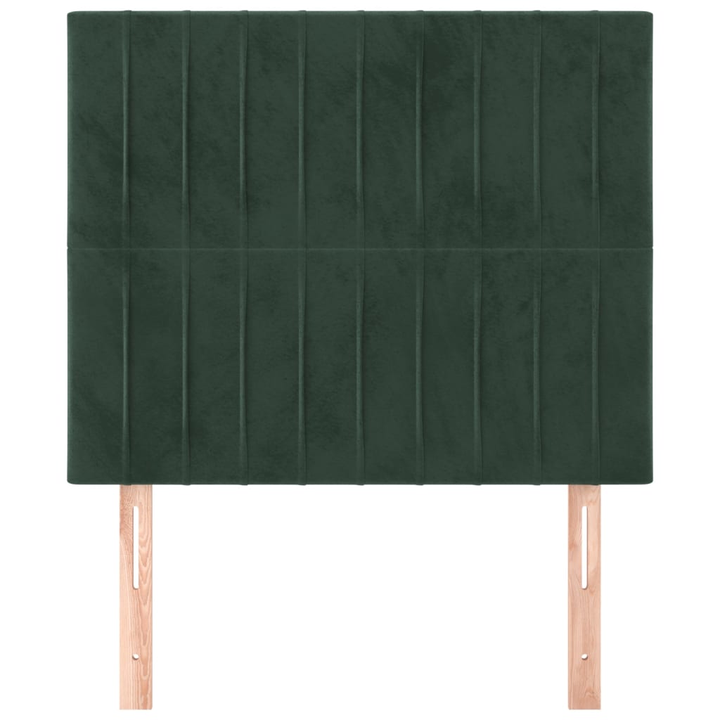 Cabeceira de cama 2 pcs veludo 100x5x78/88 cm verde-escuro