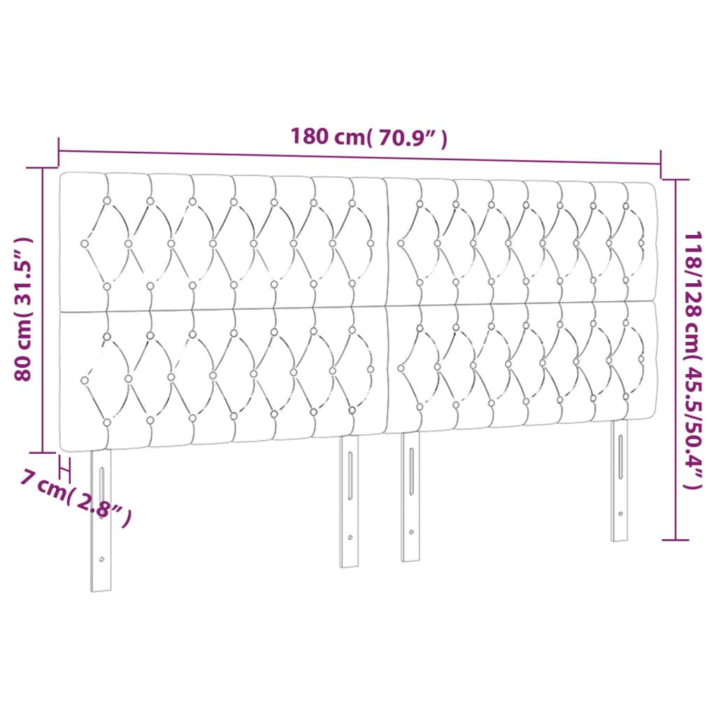 Cabeceira de cama 4 pcs tecido 90x7x78/88 cm cinzento-claro