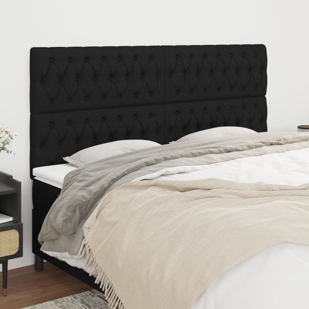 Cabeceira de cama 4 pcs tecido 90x7x78/88 cm preto