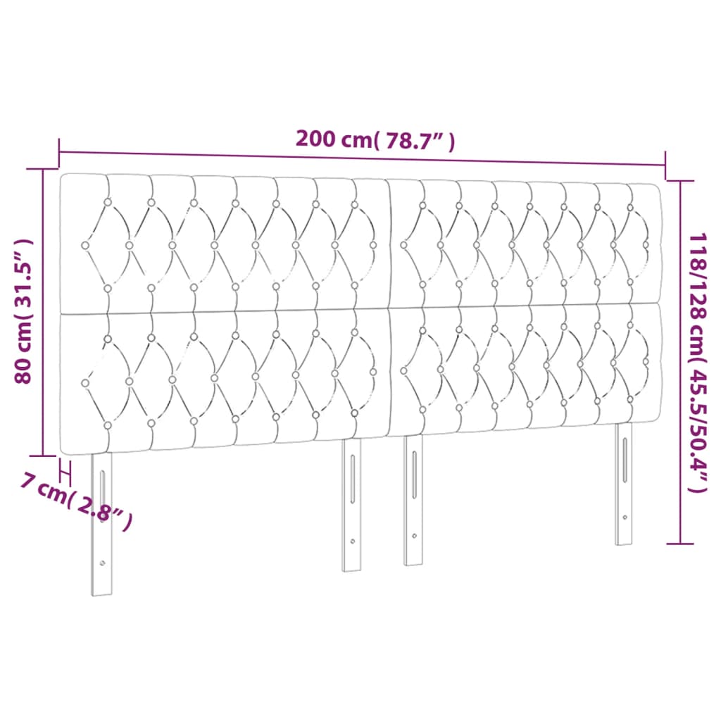 Cabeceira de cama 4 pcs tecido 100x7x78/88 cm cinzento-escuro