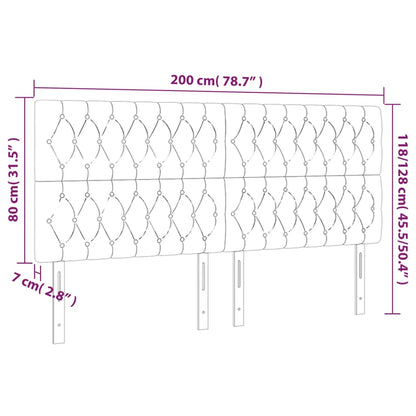 Cabeceira de cama 4 pcs tecido 100x7x78/88 cm cinzento-escuro