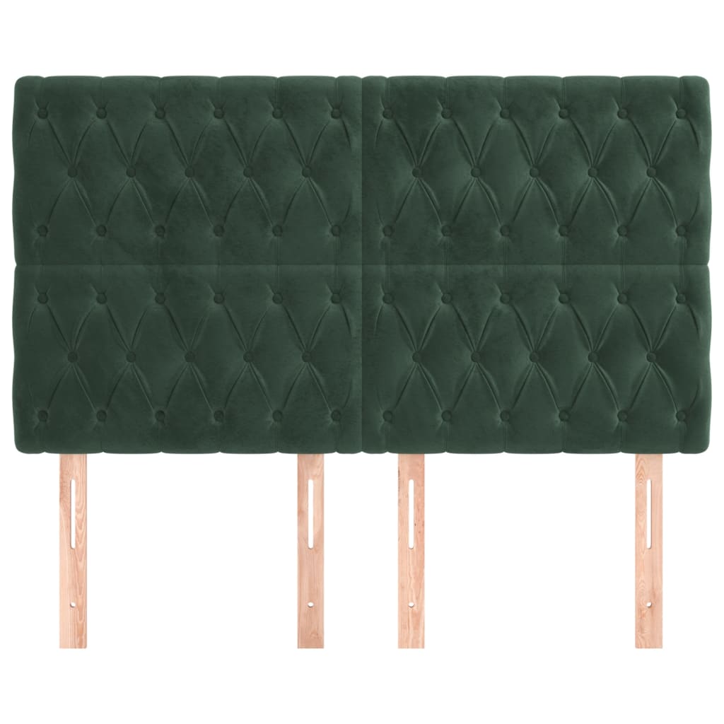 Cabeceira de cama 4 pcs veludo 72x7x78/88 cm verde-escuro