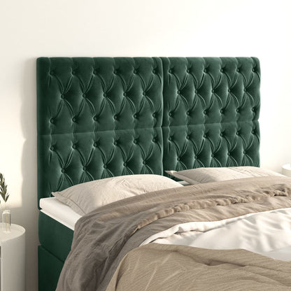 Cabeceira de cama 4 pcs veludo 72x7x78/88 cm verde-escuro