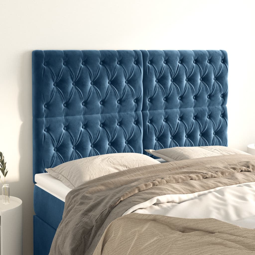 Cabeceira de cama 4 pcs veludo 72x7x78/88 cm azul-escuro