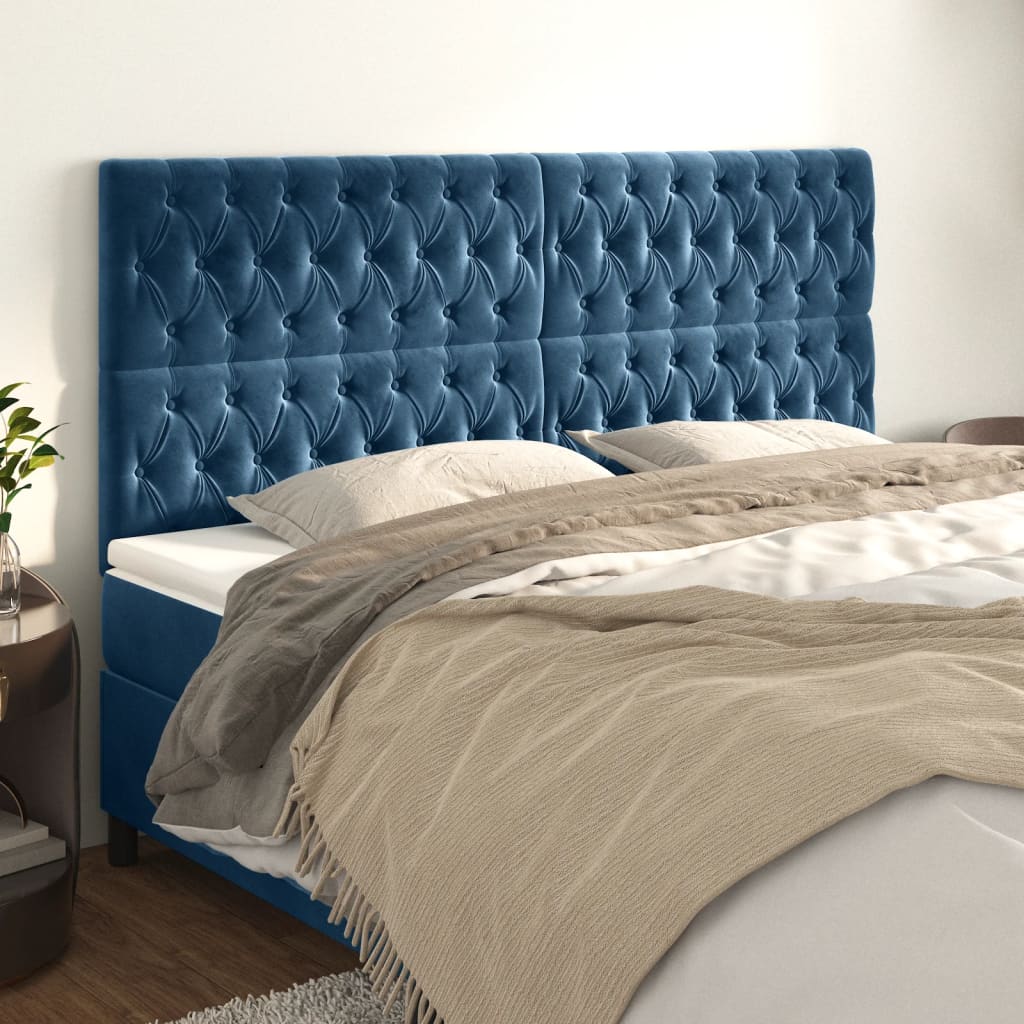 Cabeceira de cama 4 pcs veludo 100x7x78/88 cm azul-escuro