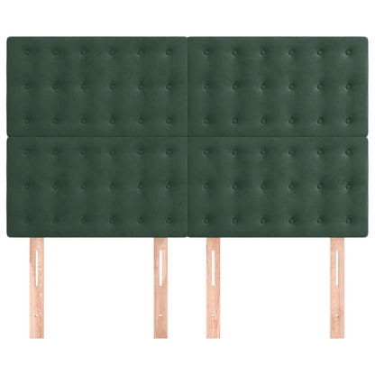 Cabeceira de cama 4 pcs veludo 72x5x78/88 cm verde-escuro