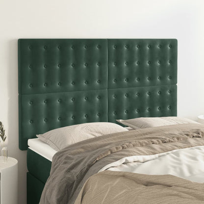 Cabeceira de cama 4 pcs veludo 72x5x78/88 cm verde-escuro