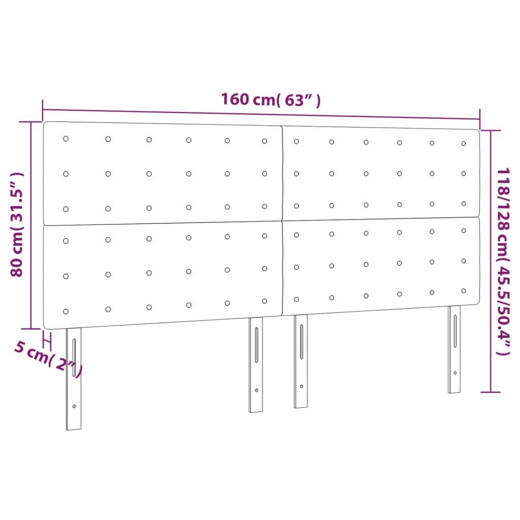 Cabeceira de cama 4 pcs veludo 80x5x78/88 cm cinzento-claro